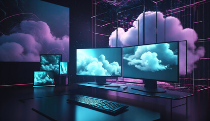 technology concept. Cloud computing digital and internet communications. generative AI