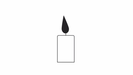 Fototapete - Candle light bw animation. Black and white thin line icon 4K video for web design. Meditation candlelight burning. Spa isolated monochromatic flat object animation with alpha channel transparency