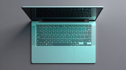 Wall Mural - Laptop computer hardware, top view. Generative Ai