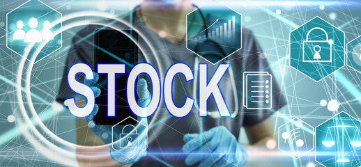 Poster - STOCK button on virtual screen