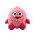 Soft plush fluffy toy funny pink monster isolated on the background. Generative AI.