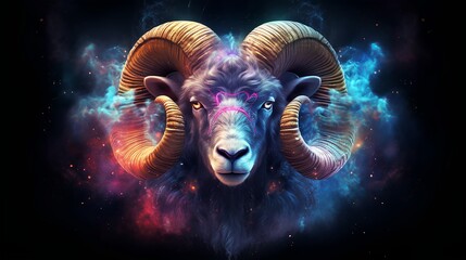 Wall Mural - zodiac sign aries in cosmic space. generative ai