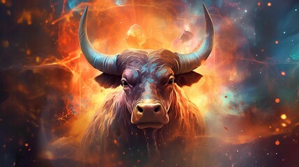 Wall Mural - zodiac sign taurus in cosmic space. generative ai.