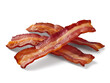 Bacon slices isolated on transparent or white background, png