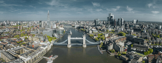 Wall Mural - Aerial view of the Tower Bridge in London. One of London's most famous bridges and must-see landmarks in London. Beautiful panorama of London Tower Bridge.