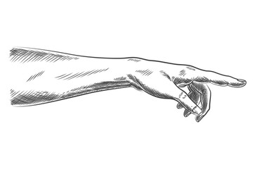 Aufkleber - Hand human touching with fingers. Virtual reality or artificial intelligence technology concept - hand draw sketch design illustration