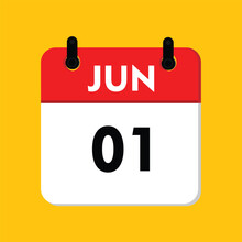 Calender Icon, 01 June Icon With Yellow Background