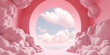 Abstract circular tunnel with clouds, open door concept, 3d Illustration