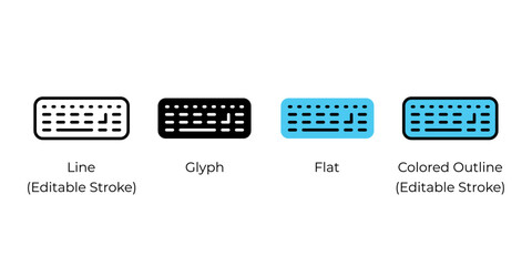 Fototapete - computer keyboard, wireless keyboard vector icon set for website design, app, ui, isolated on white 