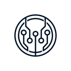 Poster - Electronic technology logo. Concept of computer, network, internet. Vector icon isolated on white background.
