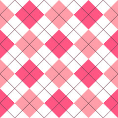 Wall Mural - Seamless pink argyle pattern. Traditional diamond check print. Vintage seamless background.