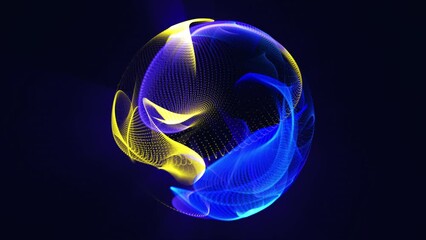 Wall Mural - bright glowing rotating particle 3d sphere in the universe. abstract technology, science, engineerin