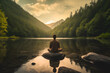 person meditating in nature with an emphasis on tranquility