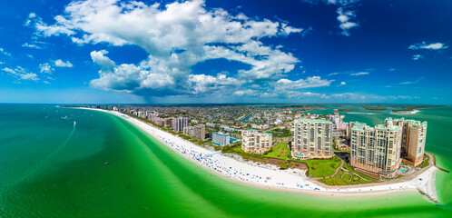 Wall Mural - Aerial View of Marco Island, a popular tourist beach town, Florida