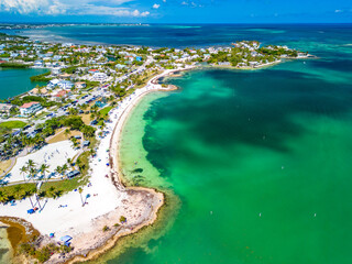 Wall Mural - sombrero beach with palm trees on the florida keys, marathon, florida, usa.