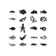 © Rana99artist - black and white fishes bundle template