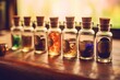 © Road Red Runner - Glass bottles filled with herbal essences bring natural healing in alternative medicine. AI Generated