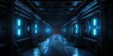 Fototapeta Do przedpokoju - Sci-fi gate with neon lights design background and Illustration