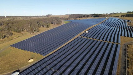 Wall Mural - aerial drone view of the hybrid gullen solar farm and gullen range wind farm for renewable clean ene