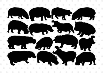 Wall Mural - Hippo SVG Cut Files | Hippo Silhouette | Hippopotamus Svg | Morse Hippo Svg | River Horse Svg | Hippo Bundle