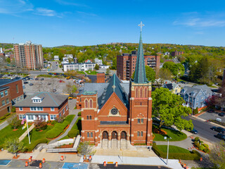 Wall Mural - Saint Agnes Parish Church at 32 Medford Street in historic town center of Arlington, Massachusetts MA, USA. 