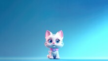 A Cute Cartoon Cat Character Designs Skyblue White Pink. Generative AI