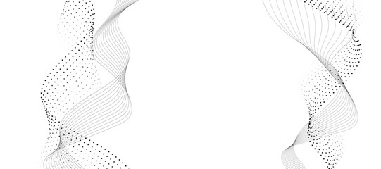Grey white abstract background with flowing particles. Digital future technology concept. vector illustration.