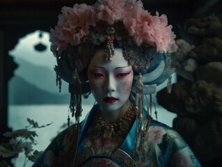 Chinese drama character image, in a magical scene atmosphere