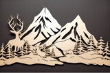 Mountain Design laser cut svg dxf files wall sticker engraving decal silhouette template cnc cutting router digital vector instant download Generative AI.
