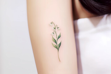 Wall Mural - Lily of the valley tattoo design for men or women. Generative AI.