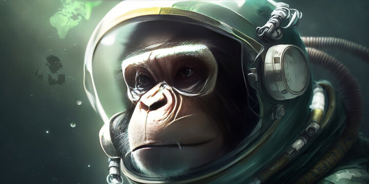 A monkey astronaut in a spacesuit. Apes generative AI