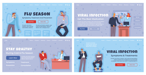 Wall Mural - Web banner design set with flu season information