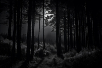  forest in moon light ai generative art