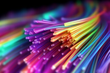 Poster - Optical fiber background. Generate Ai