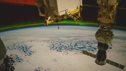 Wall Mural - Earth from space. Flight over the Earth time lapse. Planet Earth seen from the ISS. Elements of this image furnished by NASA.