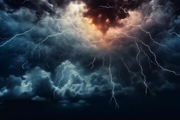 Wall Mural - Storm cloud bolt sky. Generate Ai