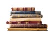 A Stack Of Hardcover Books On White Background 