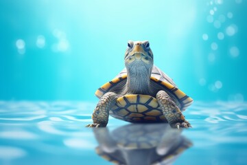 Turtle blue background. Generate Ai