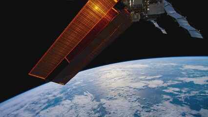 Wall Mural - Earth from space. Flight over the Earth time lapse. Planet Earth seen from the ISS. Elements of this image furnished by NASA.