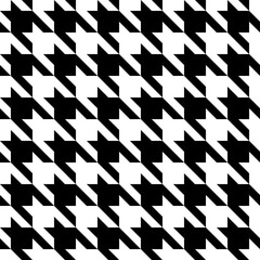 Poster - Black and white hounds tooth vector repeat pattern, seamless repeating background