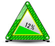 Green warning triangle, dangerous descent sign, transparent background