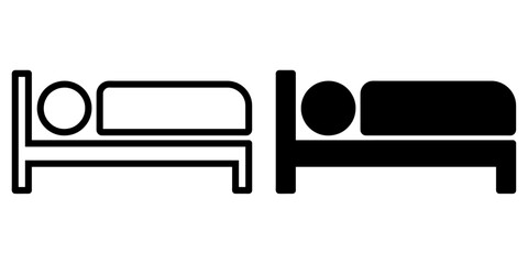 Fototapete - ofvs379 OutlineFilledVectorSign ofvs - bed vector icon . sleeping sign . isolated transparent . black outline and filled version . AI 10 / EPS 10 / PNG . g11719