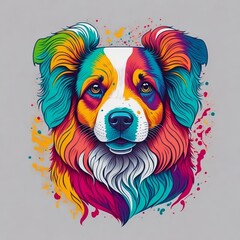 Canvas Print - Colorful cute dog face with isolated background