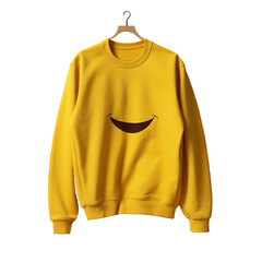 Wall Mural - Yellow sweatshirt on a hanger with smile print. generative ai