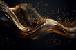 © Canvas Alchemy - Abstract luxury shiny golden wave design element on black background. The golden color of a transparent smoky wave Generative AI