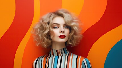 Poster - An illustration of a fashion portrait  combined with abstract art., AI Generated