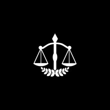 Scales Of Justice Logo Isolated On Black Background 