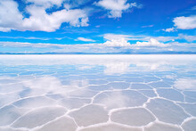 Mirror Surface Of The Salt Marsh, Bolivia. Landscapes Of South America.