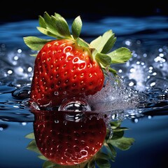 Wall Mural - Strawberry splashes in the water ,Generative AI.