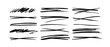 © Anastasiia Hevko - Vector set of highlight lines and underlines. Brush drawn striketrough collection. Scribble underline markers set. Horizontal hand drawn marker stripes. Scratch lines isolated on white background.